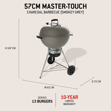NEW 2026 Model Weber Master-Touch GBS C-5755 Charcoal Kettle BBQ in Smoke Grey, 57cm
